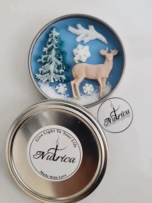 قوطی شمع طرح کریسمس قطر ۹ سانتی متر